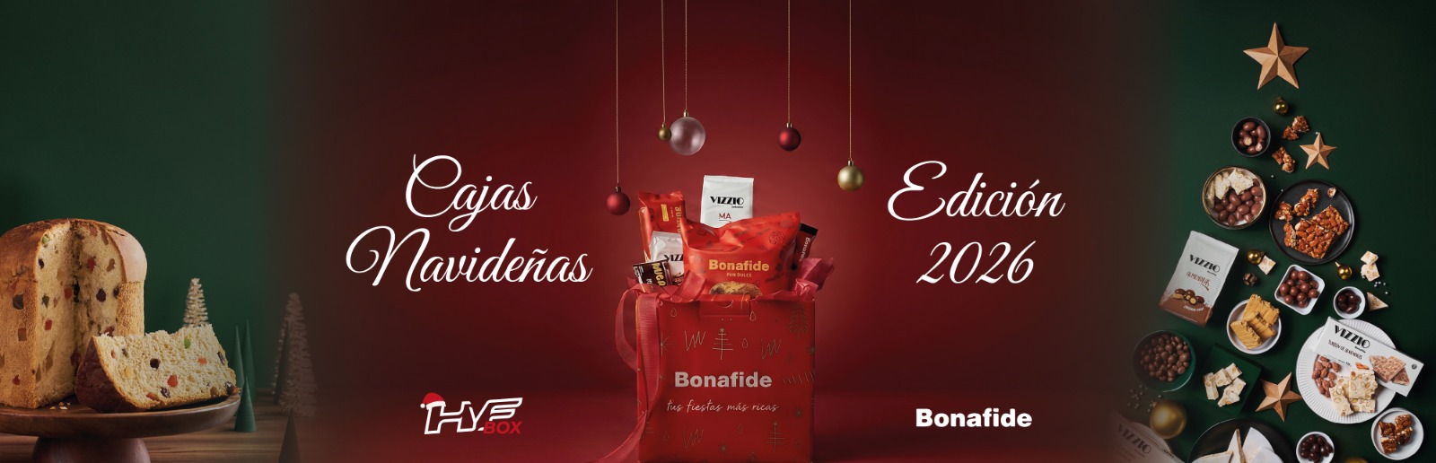 Cajas Navideñas 2026 · Bonafide — Pan Dulce, Vizzio y garrapiñadas